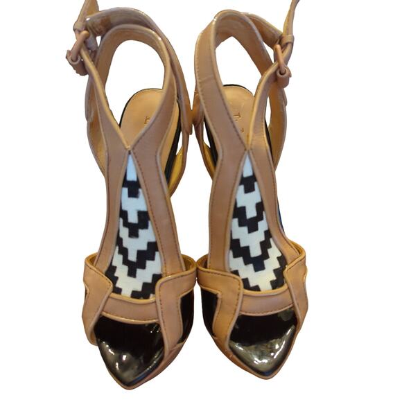 L.A.M.B leather calf hair southwestern chic stiletto heels - Picture 2 of 13